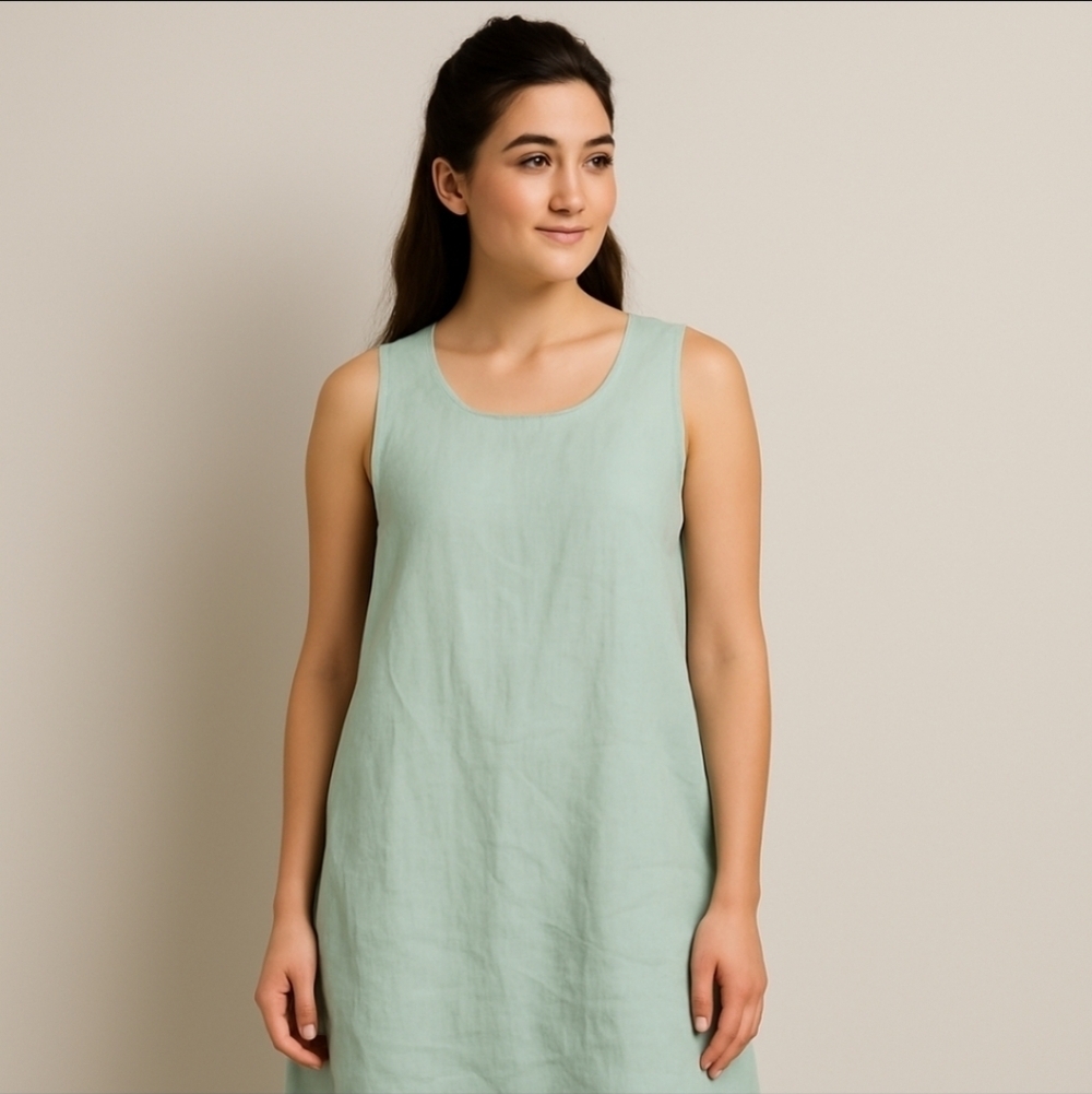 Bryn Walker Linen Tank Dress Seafoam Green Made in USA Size XS